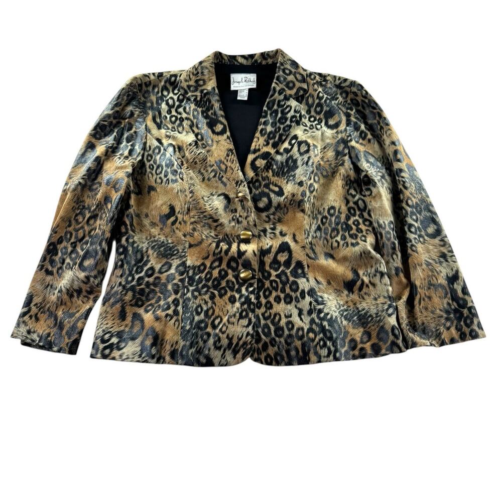 Joseph Ribkoff Animal Print Blazer 12 Leopard Cheetah Lined Jacket Corporate